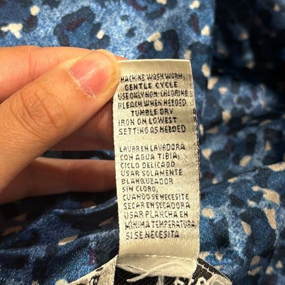 Patricia Leigh Vintage Womens Blue Leopard Print Floral Satin Kaftan OSFM EUC - Picture 4 of 5